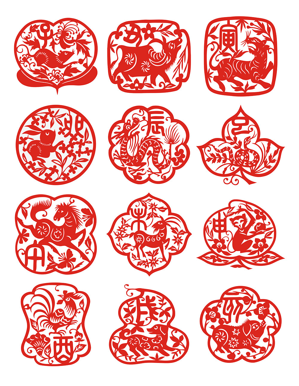 Patterns of Chinese Zodiac‌s|Traditional Chinese Paper-Cutting|China-Style.net