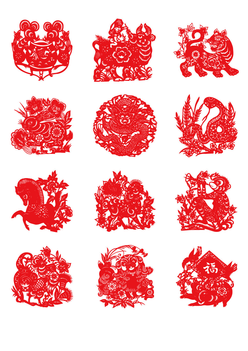 Patterns of Chinese Zodiac‌s|Traditional Chinese Paper-Cutting|China-Style.net